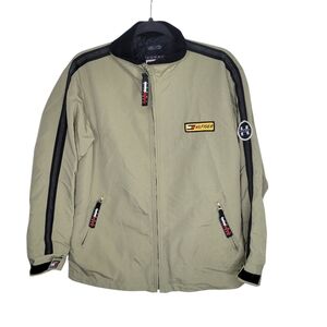 Vintage 90s Tommy Hilfiger Racing Jacket in Olive Green Size Large